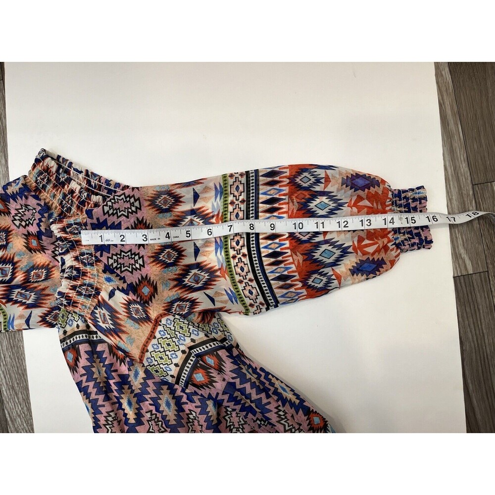 New York & Company Women Blouson Long Dress XS off shoulder  AZTEC PRINT - Picture 10 of 12